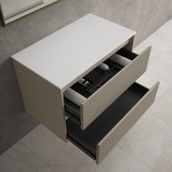 Scanalato Double Drawer Countertop Vanity Unit - Soft Taupe 800mm