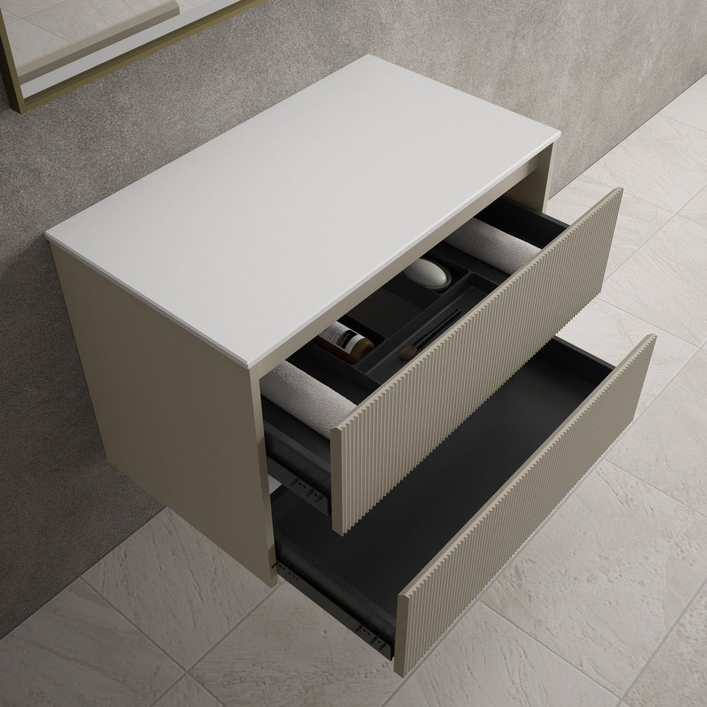 Scanalato Double Drawer Countertop Vanity Unit - Soft Taupe 800mm