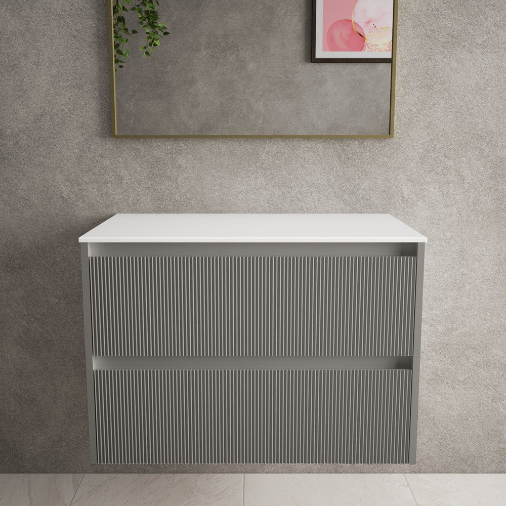 Scanalato Double Drawer Countertop Vanity Unit - Rich Taupe 800mm