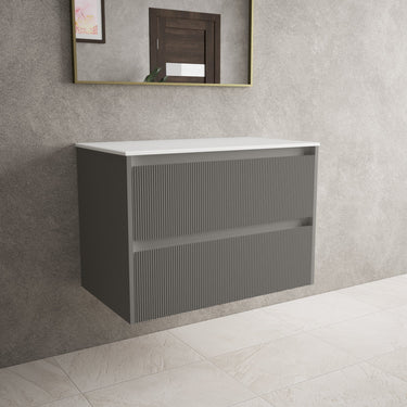 Scanalato Double Drawer Countertop Vanity Unit - Rich Taupe 800mm