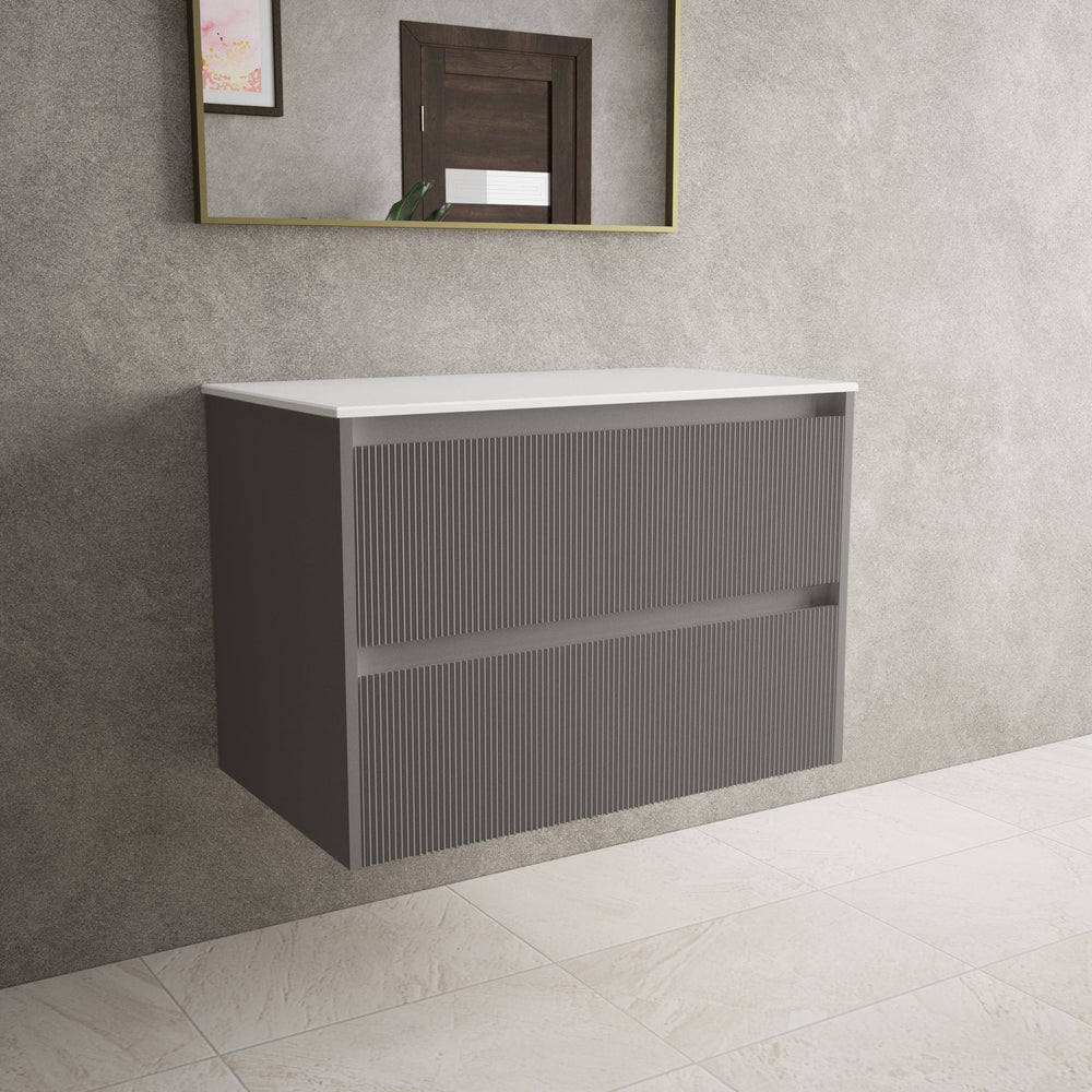 Scanalato Double Drawer Countertop Vanity Unit - Rich Taupe 800mm