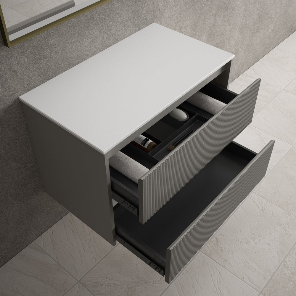 Scanalato Double Drawer Countertop Vanity Unit - Rich Taupe 800mm
