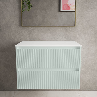 Scanalato Double Drawer Countertop Vanity Unit - Peppermint 800mm