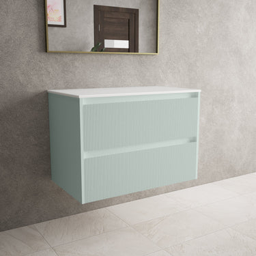 Scanalato Double Drawer Countertop Vanity Unit - Peppermint 800mm