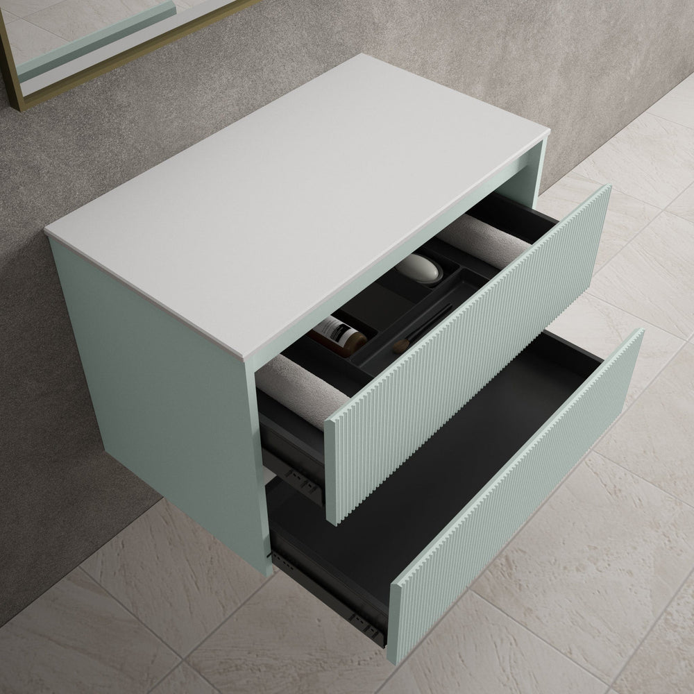 Scanalato Double Drawer Countertop Vanity Unit - Peppermint 800mm