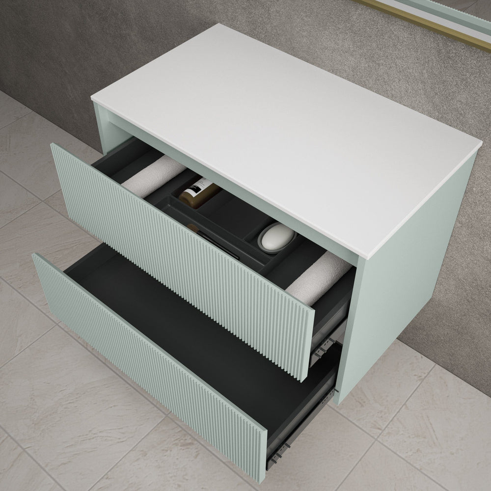 Scanalato Double Drawer Countertop Vanity Unit - Peppermint 800mm