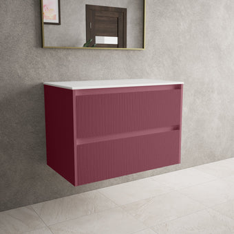 Scanalato Double Drawer Countertop Vanity Unit - Mineral Red 800mm