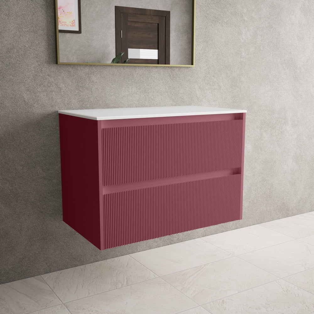 Scanalato Double Drawer Countertop Vanity Unit - Mineral Red 800mm