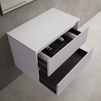 Scanalato Double Drawer Countertop Vanity Unit - Soft Violet 800mm