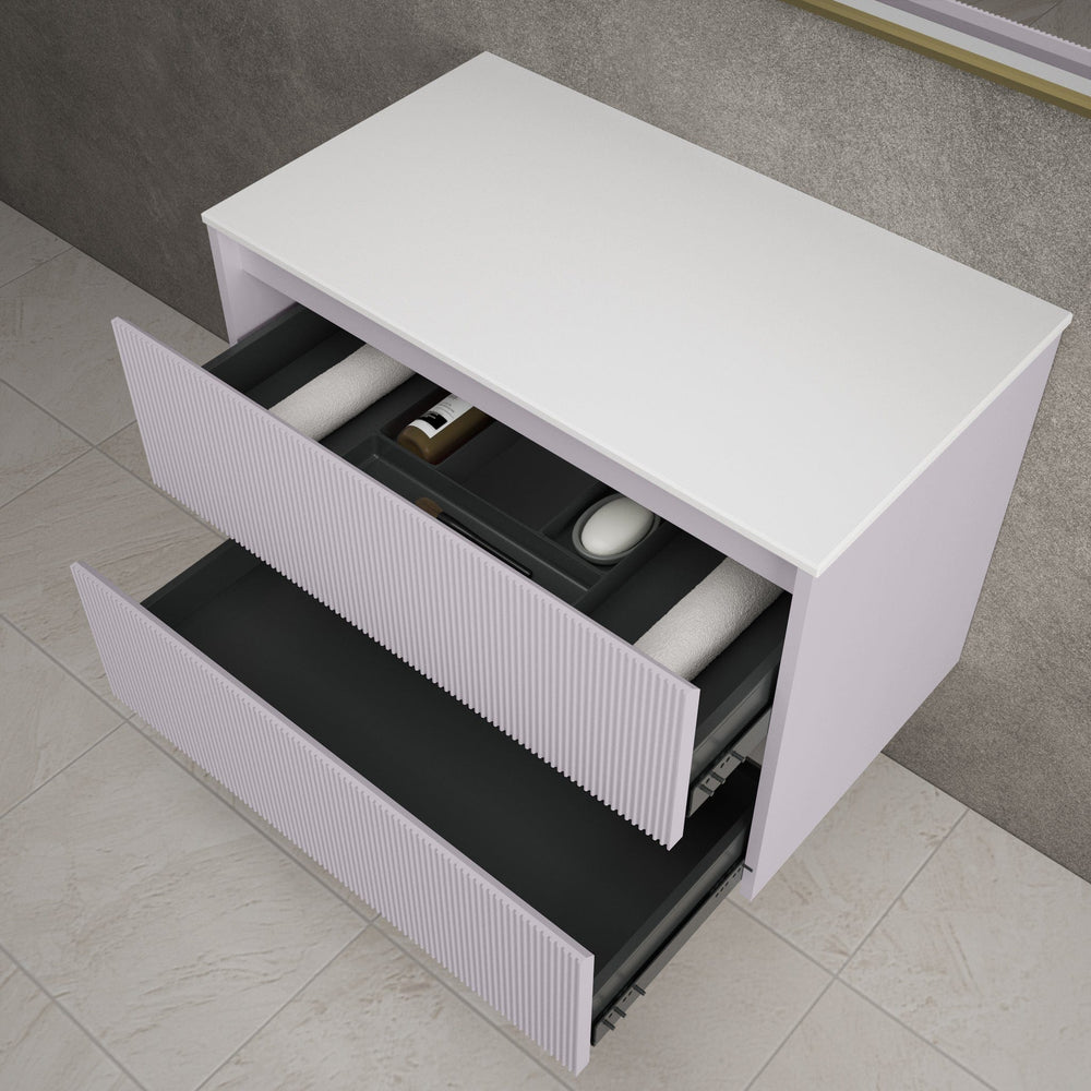 Scanalato Double Drawer Countertop Vanity Unit - Soft Violet 800mm