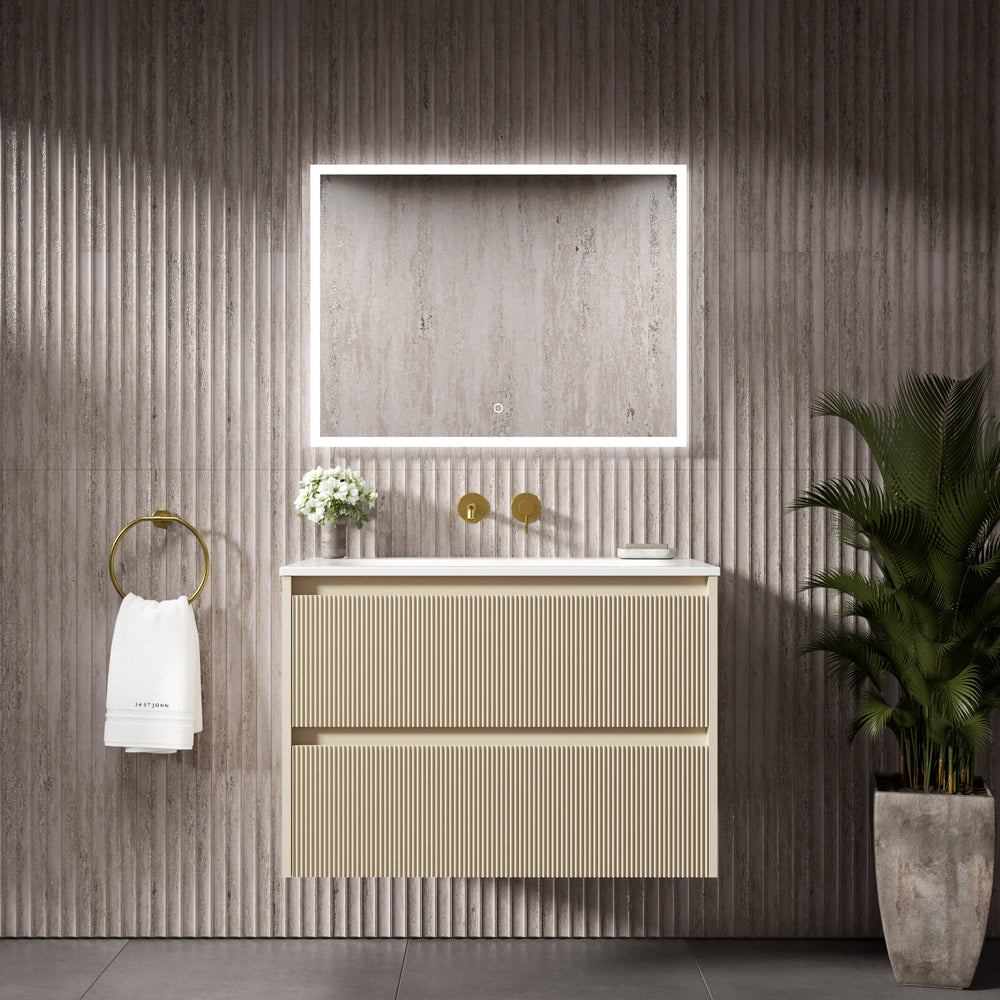 Scanalato Double Drawer Vanity Unit  With Beyondstone Basin - Cashmere 800mm