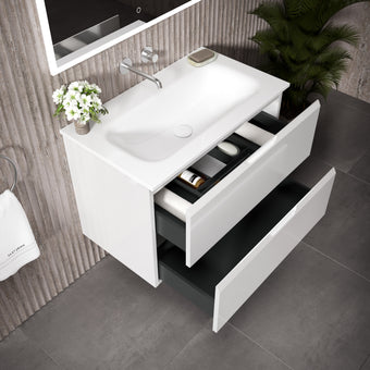 Tasca Two Drawer Vanity Unit  With Beyondstone Basin - Gloss White 800mm