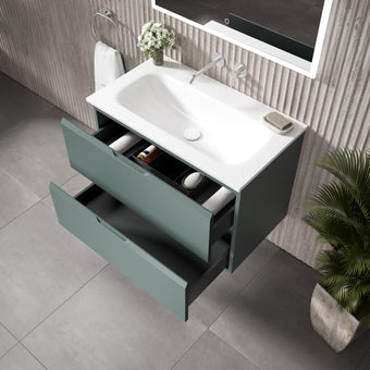 Tasca Two Drawer Vanity Unit  With Beyondstone Basin - Matt Dark Green 800mm