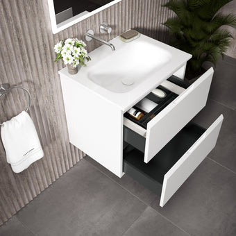 Tasca Two Drawer Vanity Unit With Beyondstone Basin - Matt White 600mm