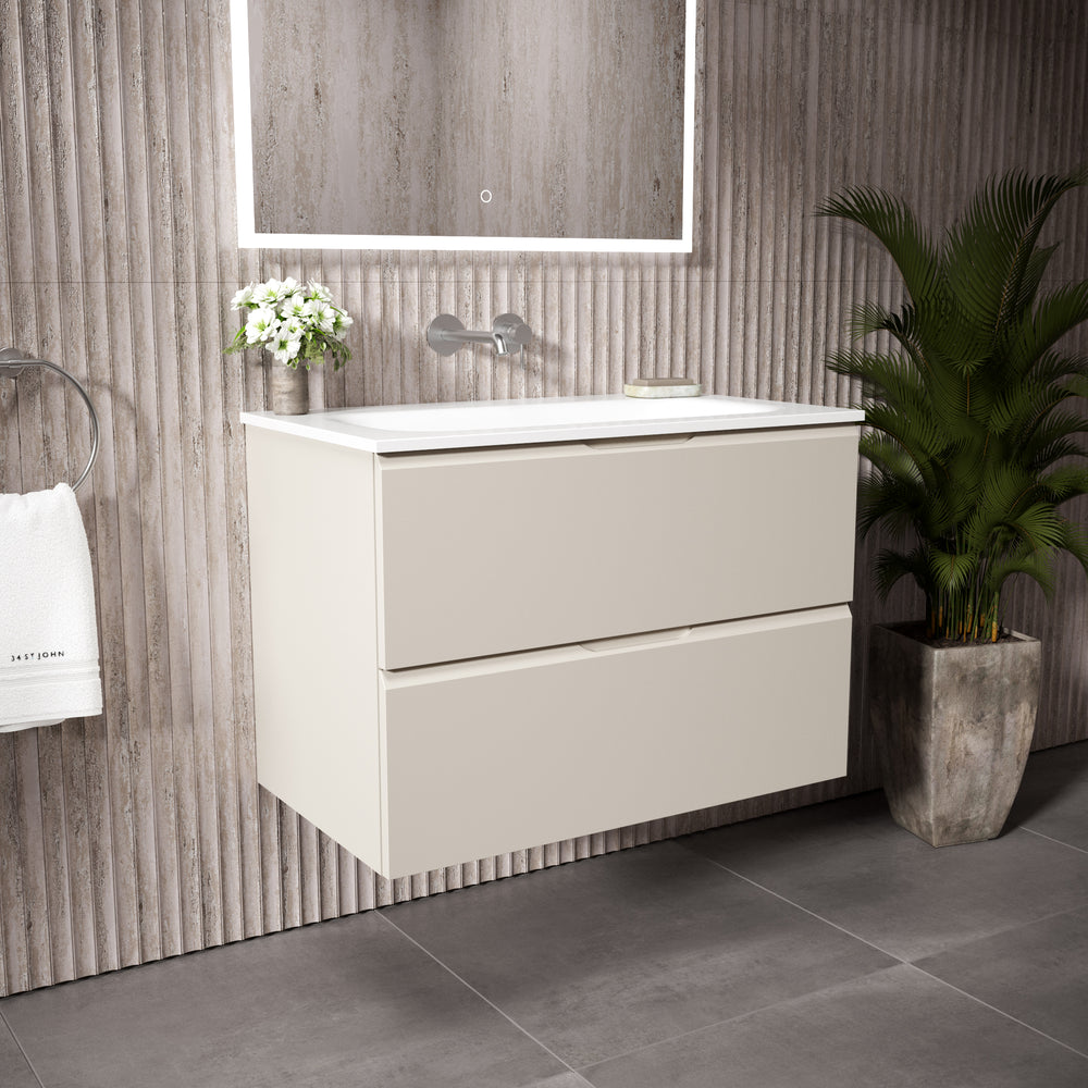 Tasca Two Drawer Vanity Unit  With Beyondstone Basin - Matt Cashmere 800mm