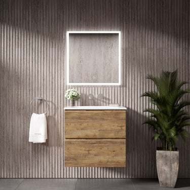 Tasca Two Drawer Vanity Unit With Beyondstone Basin - Oak 600mm