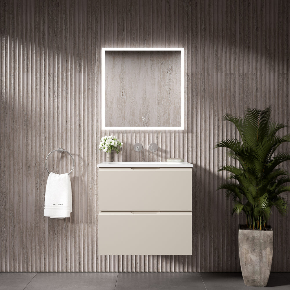 Tasca Two Drawer Vanity Unit With Beyondstone Basin - Matt Cashmere 600mm