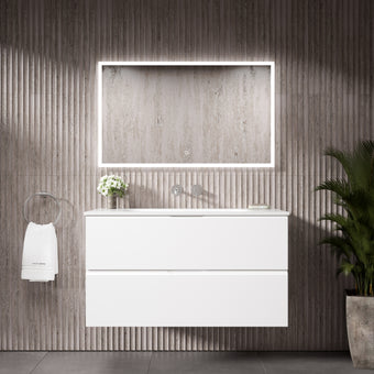 Tasca Two Drawer Vanity Unit  With Beyondstone Basin - Matt White 1000mm