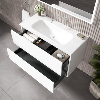 Tasca Two Drawer Vanity Unit  With Beyondstone Basin - Matt White 1000mm