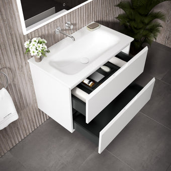 Tasca Two Drawer Vanity Unit  With Beyondstone Basin - Matt White 800mm