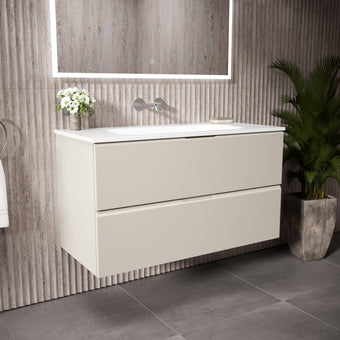Tasca Two Drawer Vanity Unit  With Beyondstone Basin - Matt Cashmere 1000mm