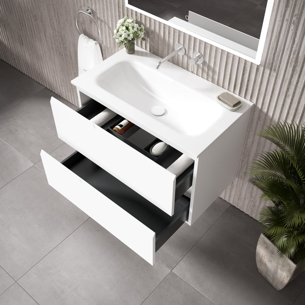 Tasca Two Drawer Vanity Unit  With Beyondstone Basin - Matt White 800mm