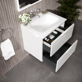 Tasca Two Drawer Vanity Unit With Beyondstone Basin - Gloss White 600mm