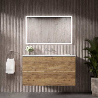 Tasca Two Drawer Vanity Unit  With Beyondstone Basin - Oak 1000mm