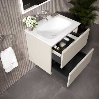 Tasca Two Drawer Vanity Unit With Beyondstone Basin - Matt Cashmere 600mm