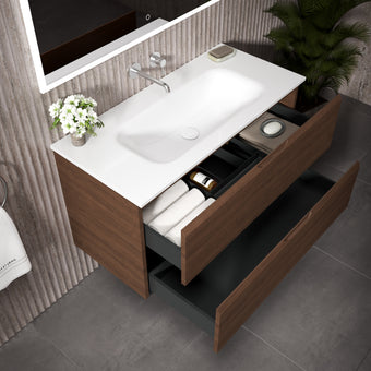 Tasca Two Drawer Vanity Unit  With Beyondstone Basin - Walnut 1000mm