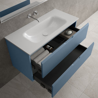 Tasca Two Drawer Vanity Unit  With Beyondstone Basin - Matt Navy 1000mm