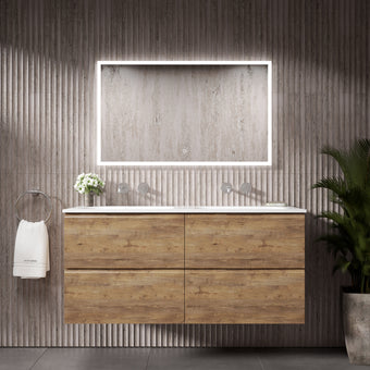 Tasca Four Drawer Vanity Unit With Beyondstone Double Basin - Oak 1200mm