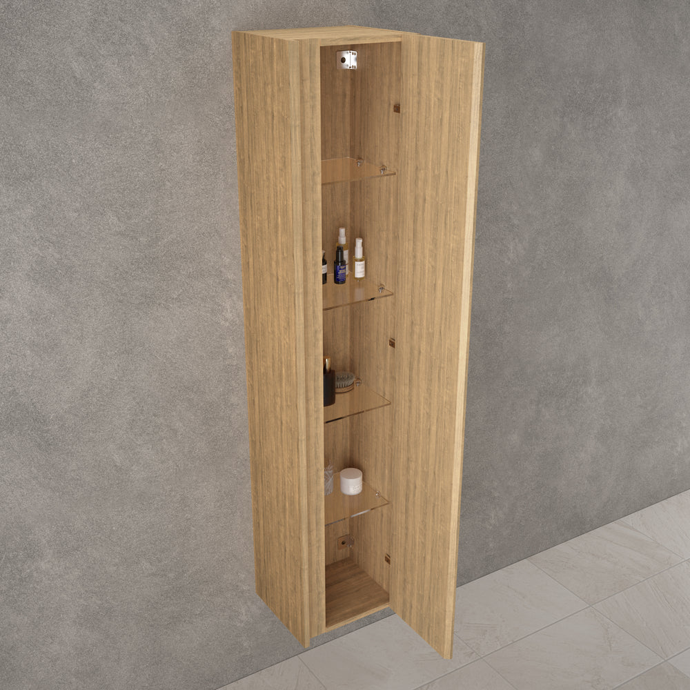 Scanalato Tall Wall Cabinet - Oak 350mm x 1650mm