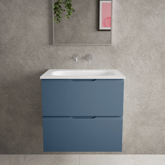 Tasca Two Drawer Vanity Unit With Beyondstone Basin - Matt Navy 600mm