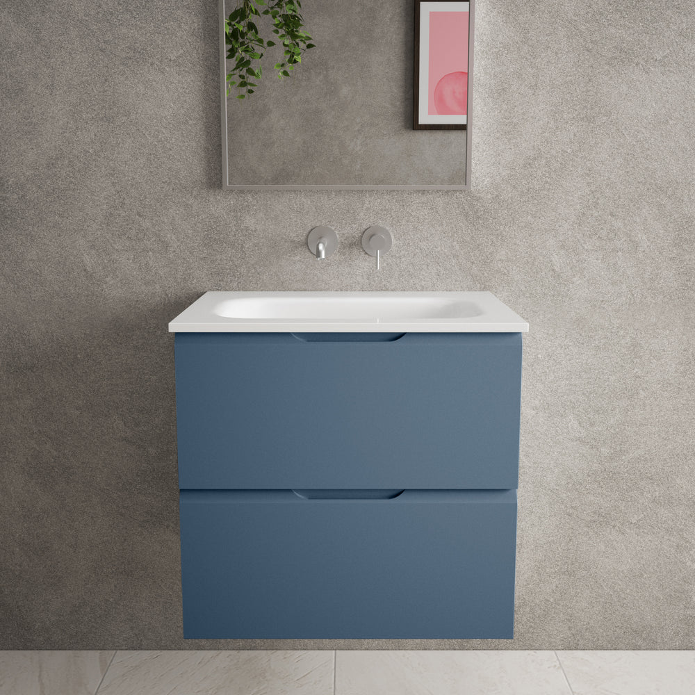 Tasca Two Drawer Vanity Unit With Beyondstone Basin - Matt Navy 600mm