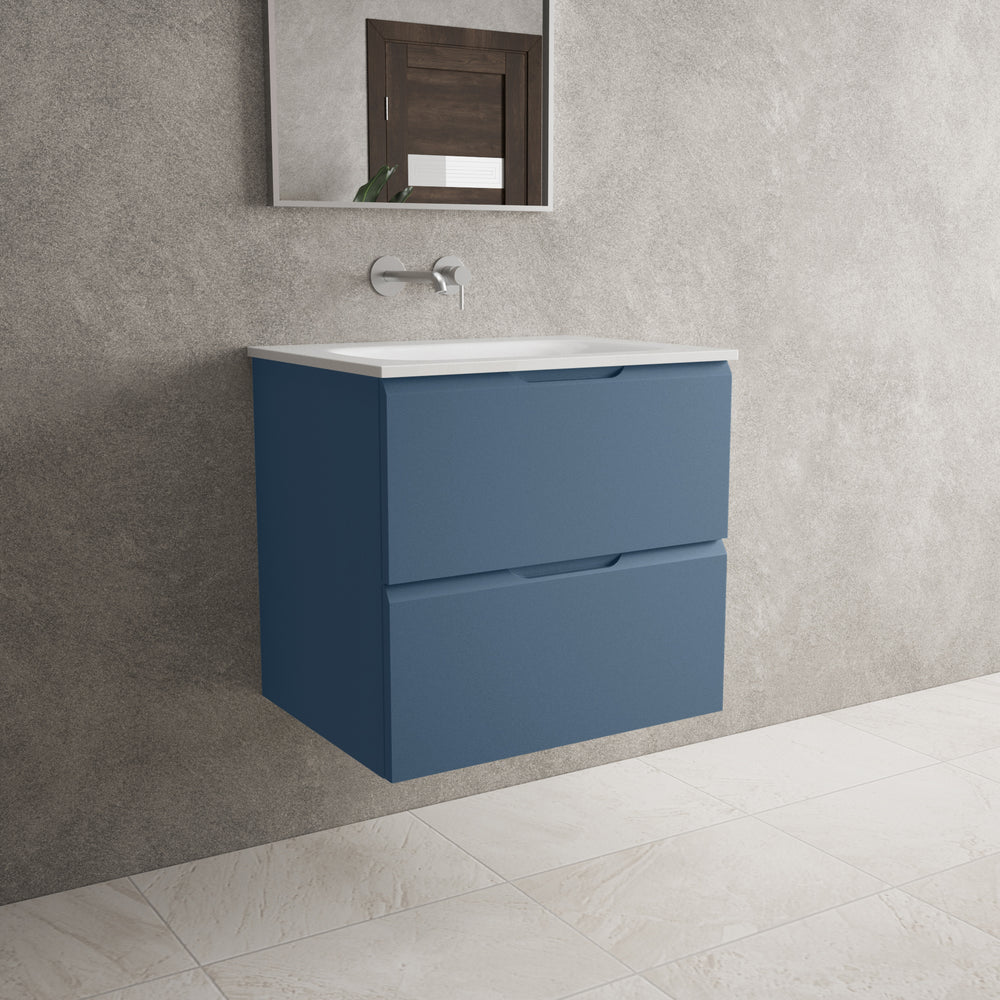 Tasca Two Drawer Vanity Unit With Beyondstone Basin - Matt Navy 600mm