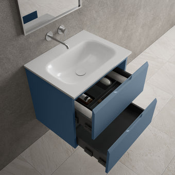 Tasca Two Drawer Vanity Unit With Beyondstone Basin - Matt Navy 600mm