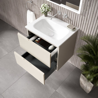 Tasca Two Drawer Vanity Unit With Beyondstone Basin - Matt Cashmere 600mm