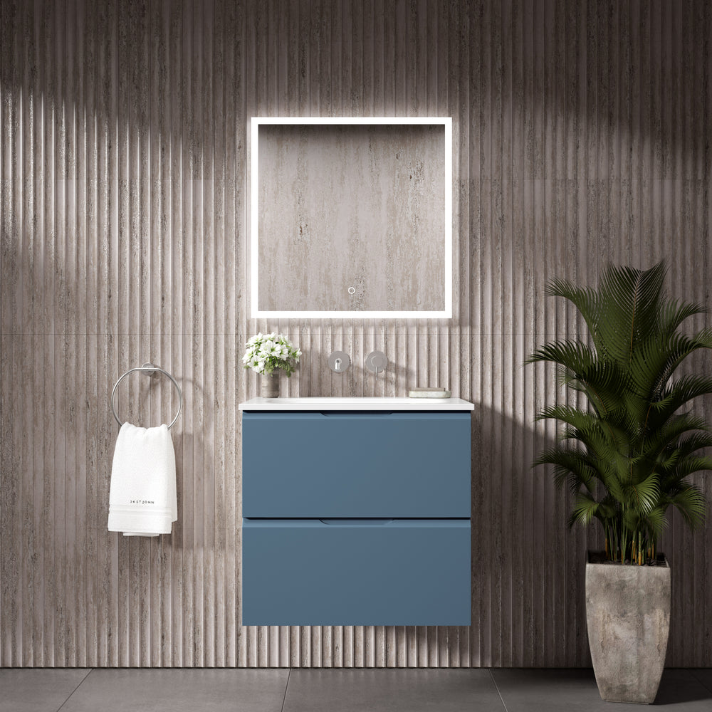 Tasca Two Drawer Vanity Unit With Beyondstone Basin - Matt Navy 600mm