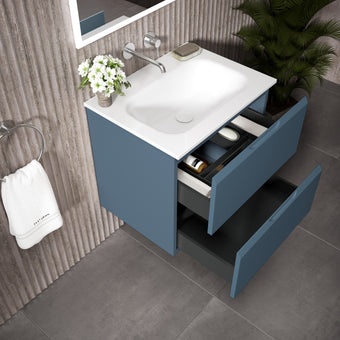 Tasca Two Drawer Vanity Unit With Beyondstone Basin - Matt Navy 600mm