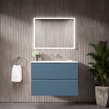 Tasca Two Drawer Vanity Unit  With Beyondstone Basin - Matt Navy 800mm