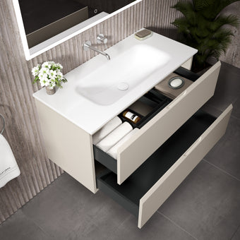 Tasca Two Drawer Vanity Unit  With Beyondstone Basin - Matt Cashmere 1000mm