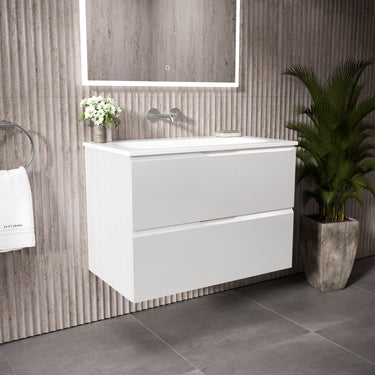 Tasca Two Drawer Vanity Unit  With Beyondstone Basin - Gloss White 800mm