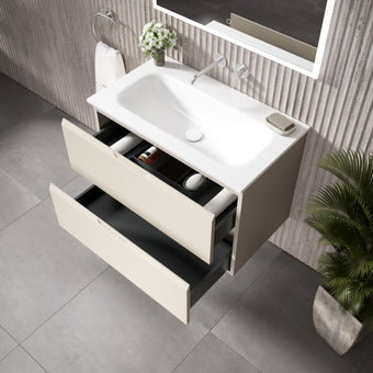 Tasca Two Drawer Vanity Unit  With Beyondstone Basin - Matt Cashmere 800mm