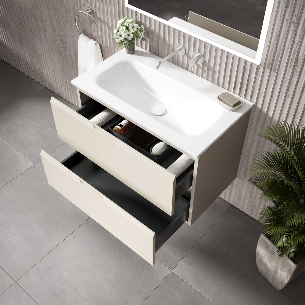Tasca Two Drawer Vanity Unit  With Beyondstone Basin - Matt Cashmere 800mm