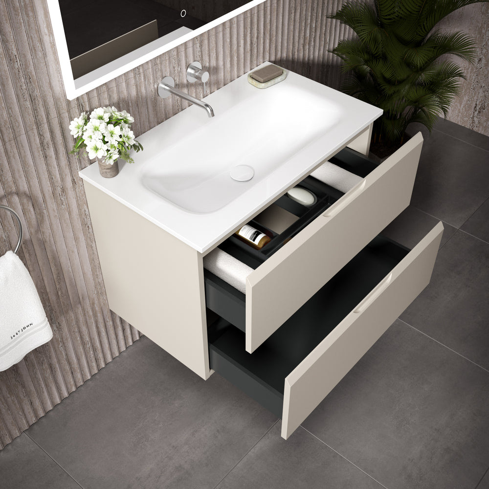 Tasca Two Drawer Vanity Unit  With Beyondstone Basin - Matt Cashmere 800mm