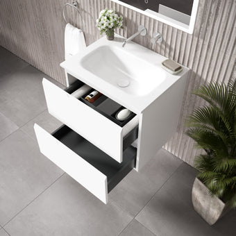 Tasca Two Drawer Vanity Unit With Beyondstone Basin - Matt White 600mm