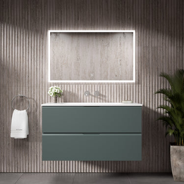 Tasca Two Drawer Vanity Unit  With Beyondstone Basin - Matt Dark Green 1000mm
