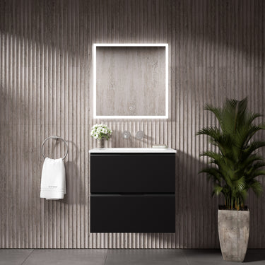 Tasca Two Drawer Vanity Unit With Beyondstone Basin - Matt Black 600mm