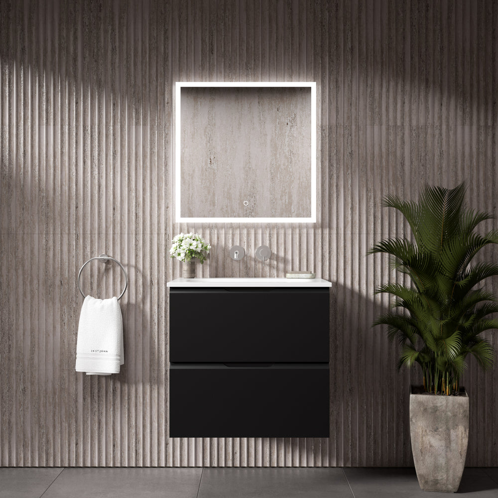 Tasca Two Drawer Vanity Unit With Beyondstone Basin - Matt Black 600mm